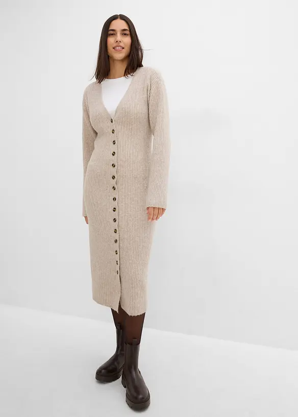 Abito midi in maglia con bottoni, bonprix