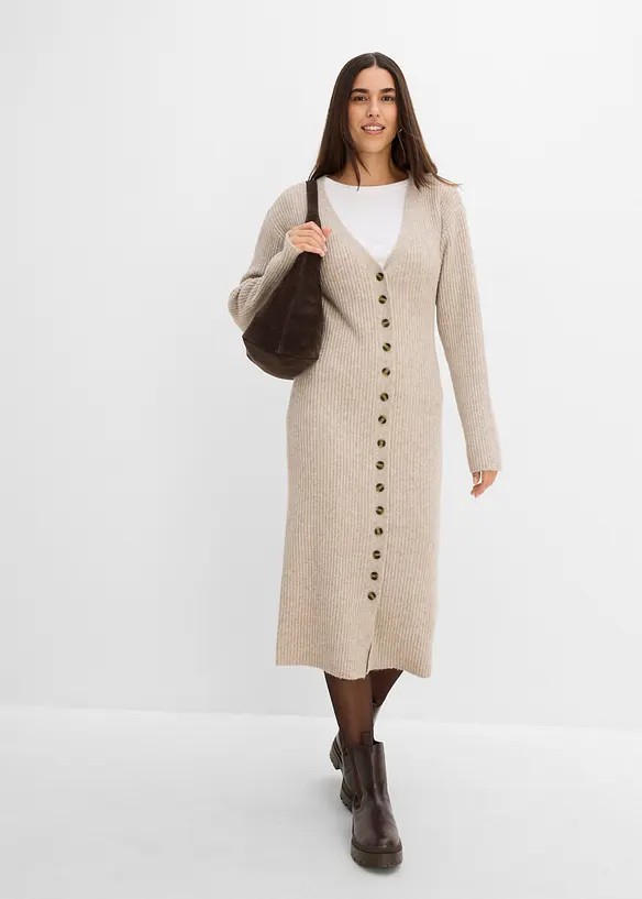 Abito midi in maglia con bottoni, bonprix
