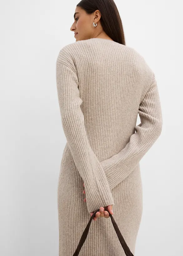 Abito midi in maglia con bottoni, bonprix