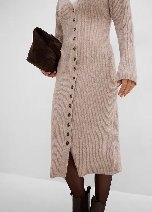 Abito midi in maglia con bottoni, bonprix
