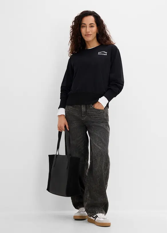 Felpa oversize in misto cotone morbido, bonprix