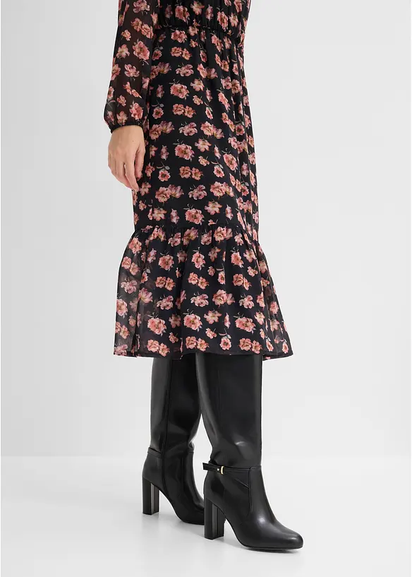 Abito midi in chiffon stampato, bonprix