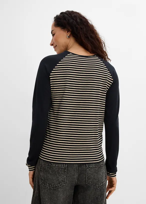 Maglia in misto cotone biologico elasticizzato con maniche raglan, bonprix