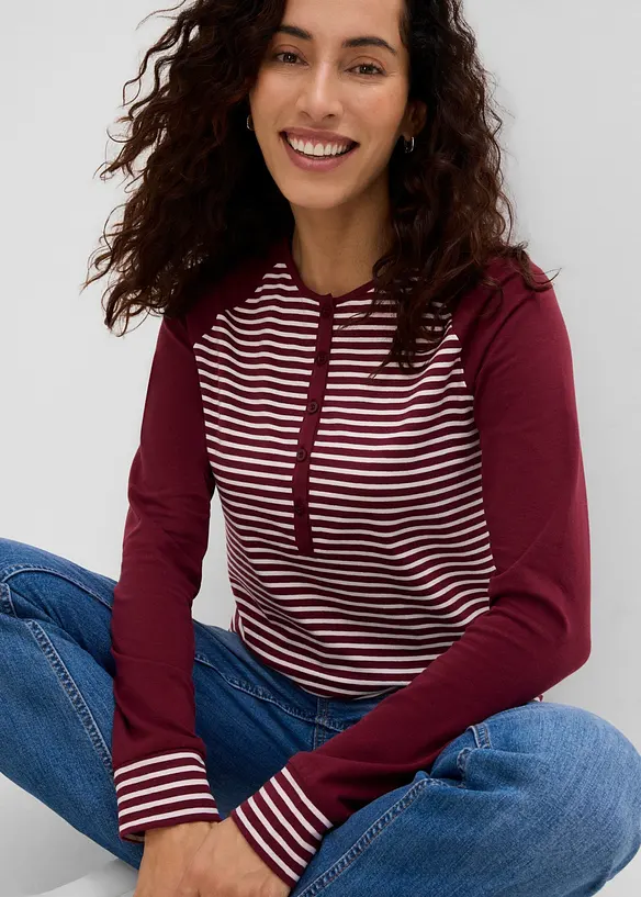 Maglia in misto cotone biologico elasticizzato con maniche raglan, bonprix