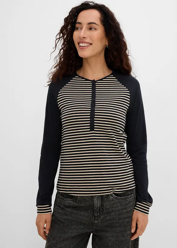 Maglia in misto cotone biologico elasticizzato con maniche raglan, bonprix