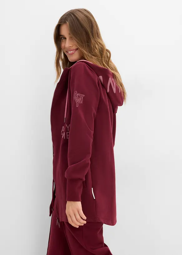 Felpa lunga morbida con zip in misto cotone pesante, bonprix