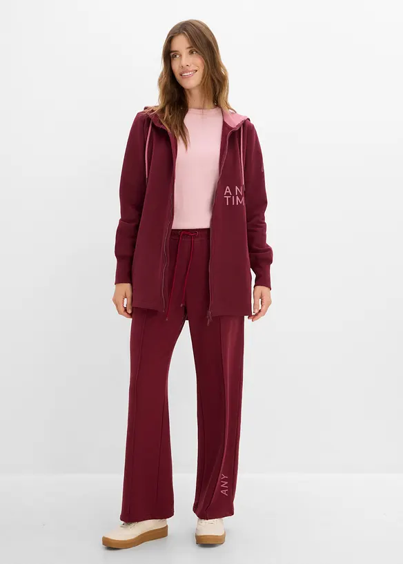 Felpa lunga morbida con zip in misto cotone pesante, bonprix