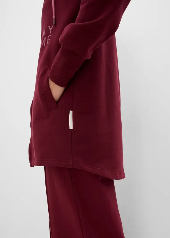 Felpa lunga morbida con zip in misto cotone pesante, bonprix