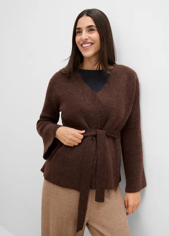 Cardigan con cintura da annodare, bonprix