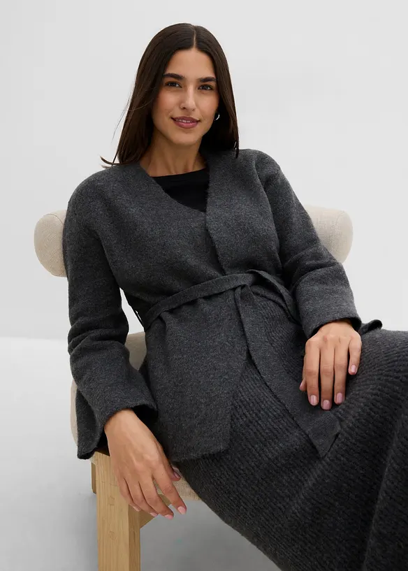 Cardigan con cintura da annodare, bonprix