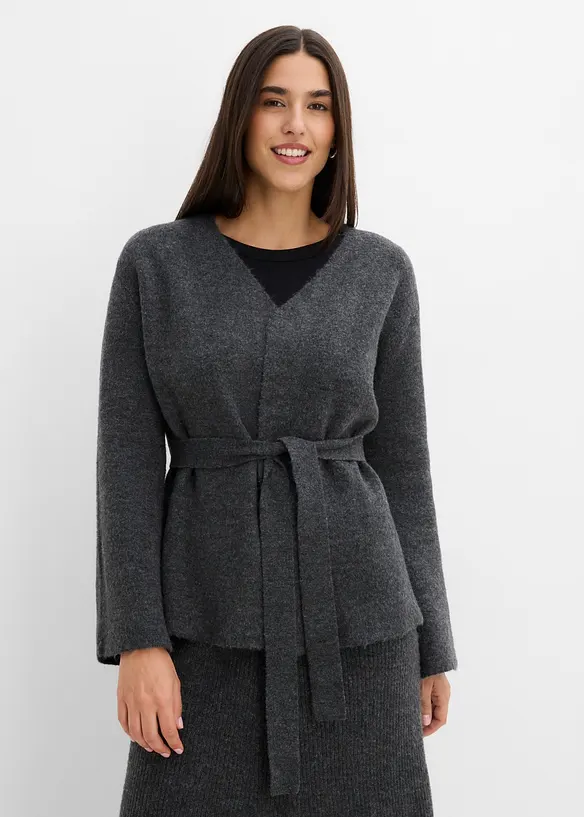 Cardigan con cintura da annodare, bonprix