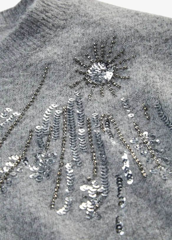 Abito in maglia con applicazione, bonprix