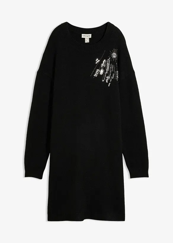 Abito in maglia con applicazione, bonprix