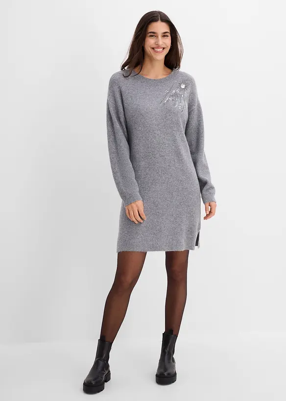Abito in maglia con applicazione, bonprix