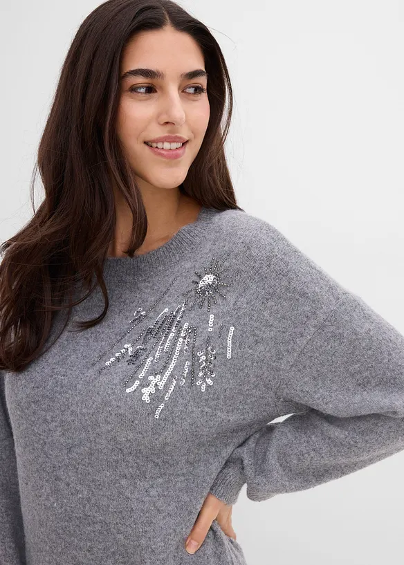 Abito in maglia con applicazione, bonprix