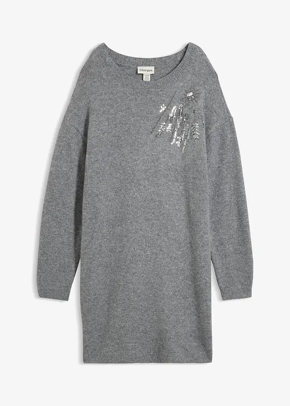 Abito in maglia con applicazione, bonprix