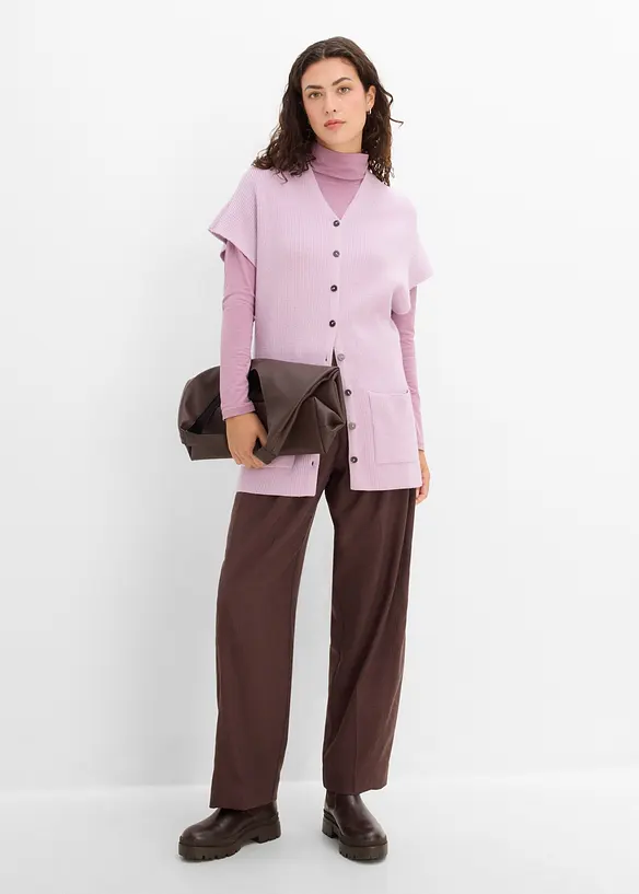 Mantella in morbida maglia misto lana a coste, bonprix