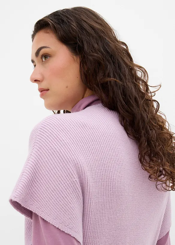 Mantella in morbida maglia misto lana a coste, bonprix