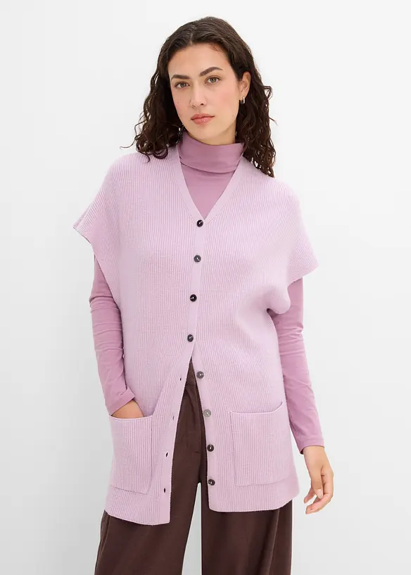 Mantella in morbida maglia misto lana a coste, bonprix