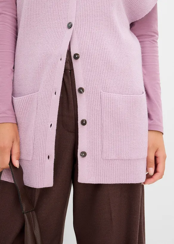 Mantella in morbida maglia misto lana a coste, bonprix