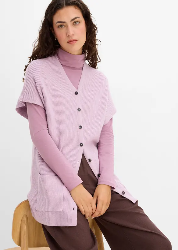 Mantella in morbida maglia misto lana a coste, bonprix