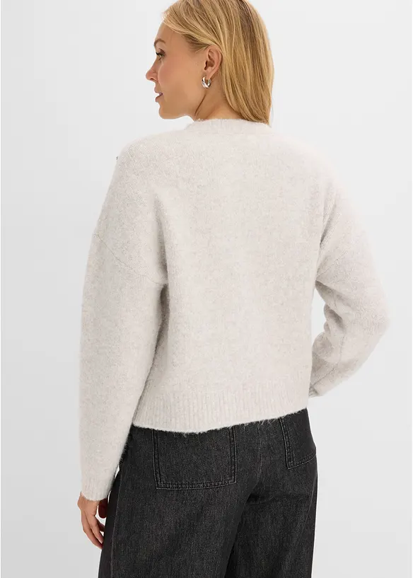 Maglione con applicazione e percentuale di lana, bonprix