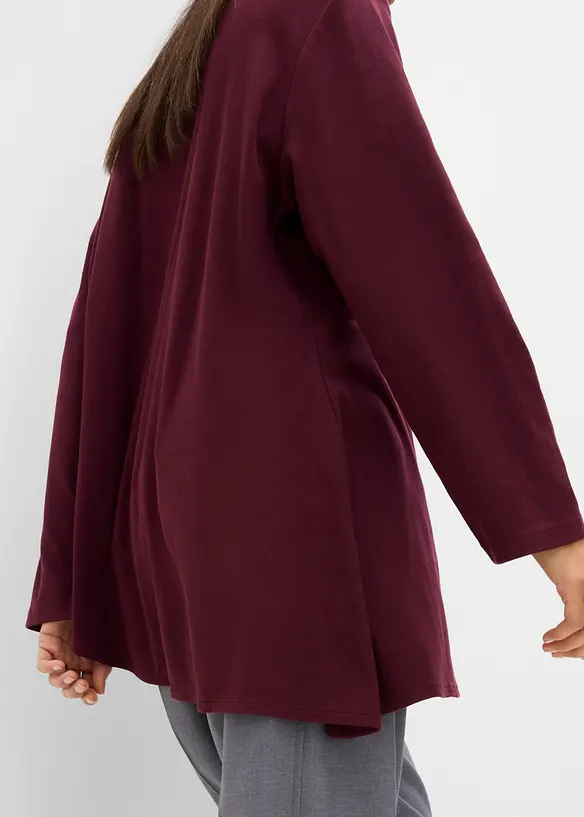 Maglia a maniche lunghe asimmetrica in puro cotone, bonprix