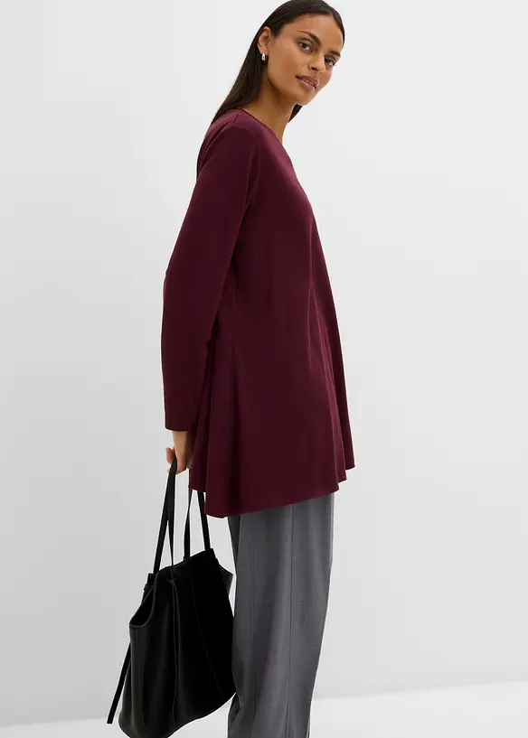 Maglia a maniche lunghe asimmetrica in puro cotone, bonprix