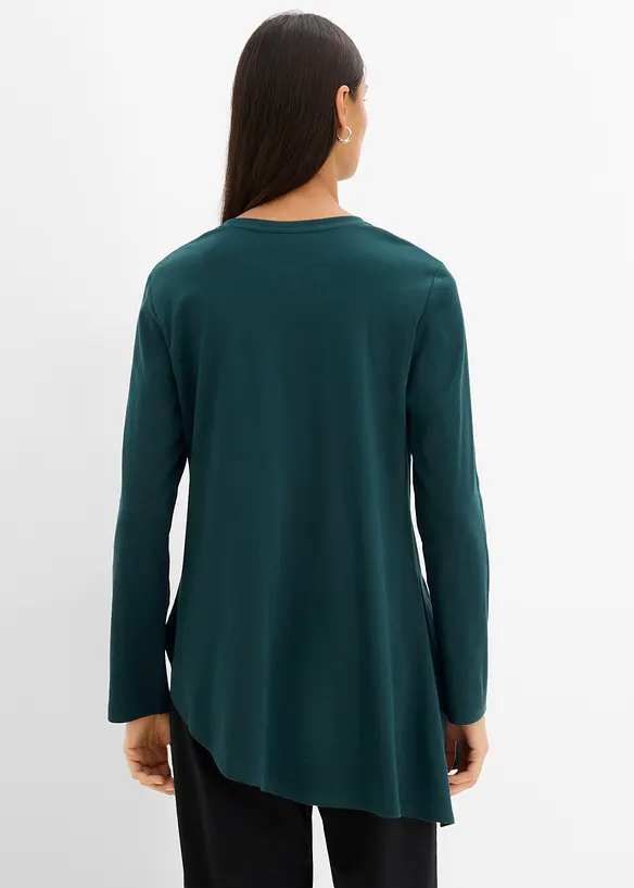 Maglia a maniche lunghe asimmetrica in puro cotone, bonprix