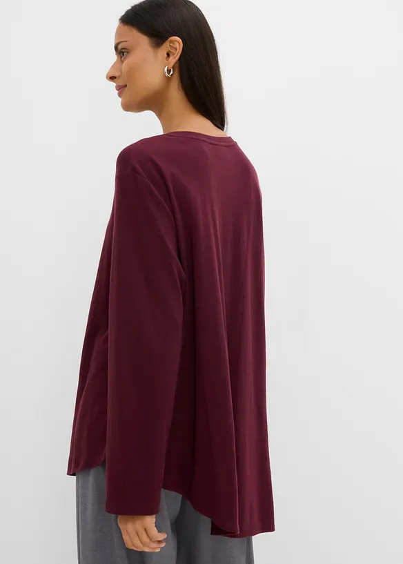 Maglia a maniche lunghe asimmetrica in puro cotone, bonprix