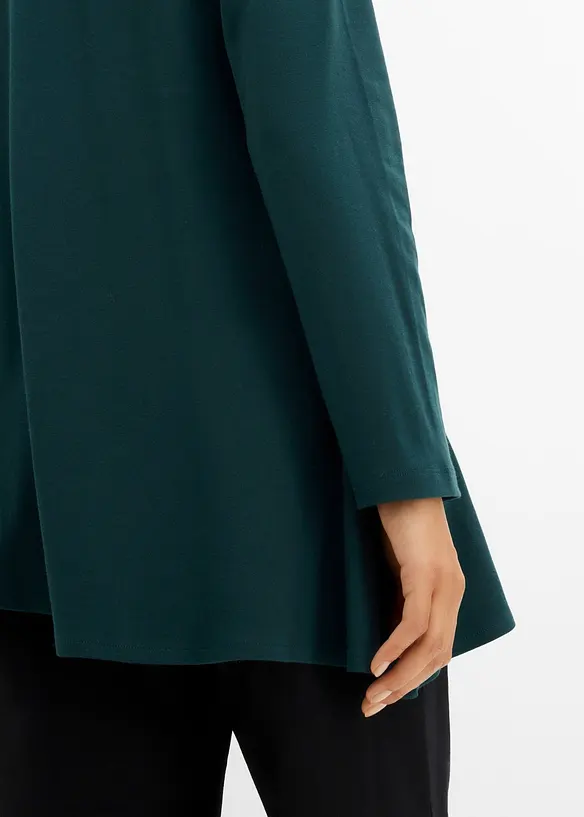Maglia a maniche lunghe asimmetrica in puro cotone, bonprix