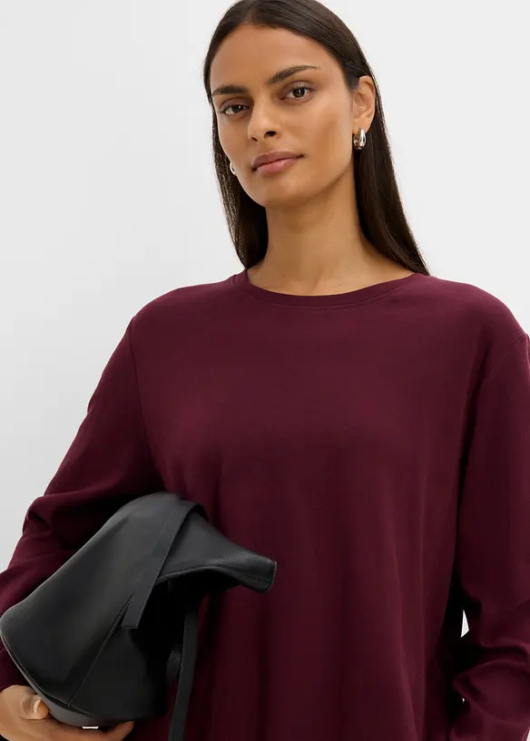 Maglia a maniche lunghe asimmetrica in puro cotone, bonprix