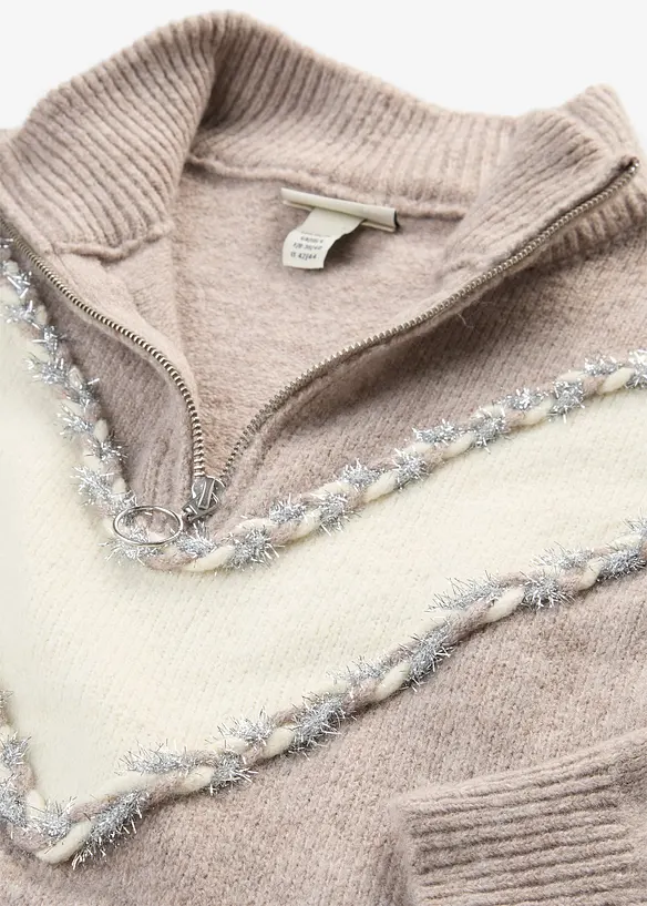 Maglione con collo alto e zip, bonprix