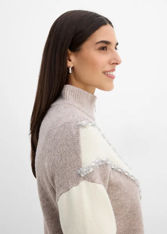 Maglione con collo alto e zip, bonprix