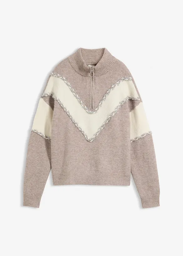 Maglione con collo alto e zip, bonprix