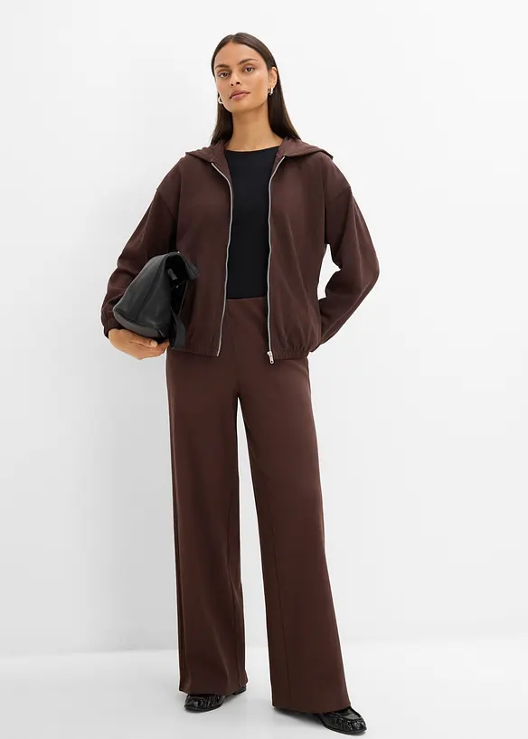 Felpa con zip e cappuccio in misto cotone biologico, bonprix