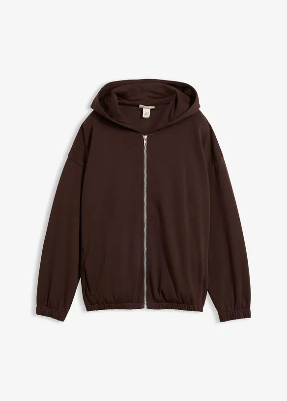 Felpa con zip e cappuccio in misto cotone biologico, bonprix