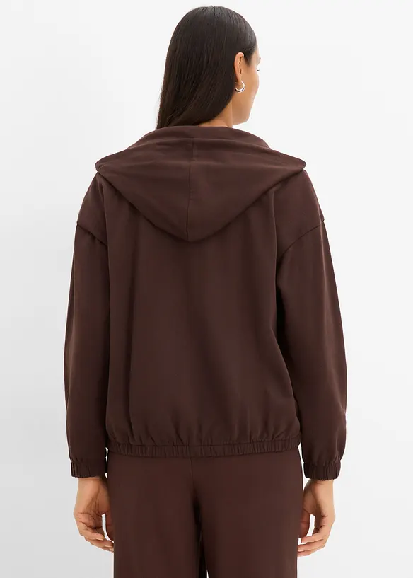 Felpa con zip e cappuccio in misto cotone biologico, bonprix