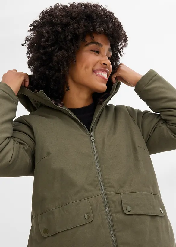 Parka con pile teddy, bonprix