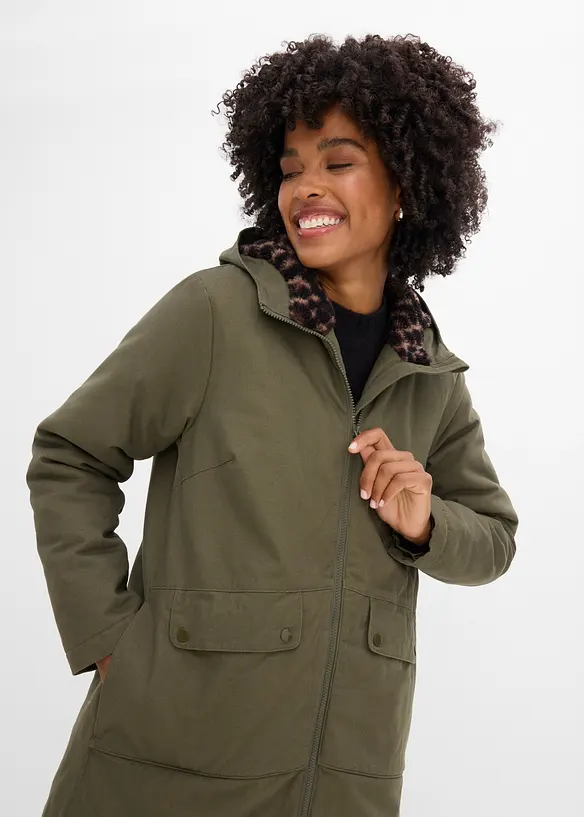 Parka con pile teddy, bonprix