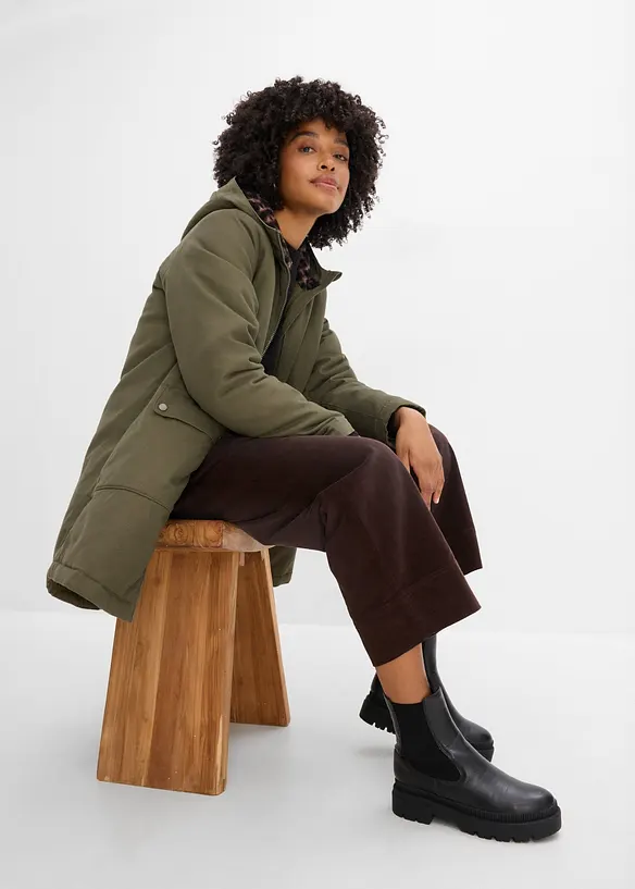Parka con pile teddy, bonprix