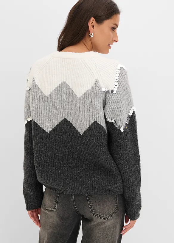 Maglione con applicazione di paillettes, bonprix