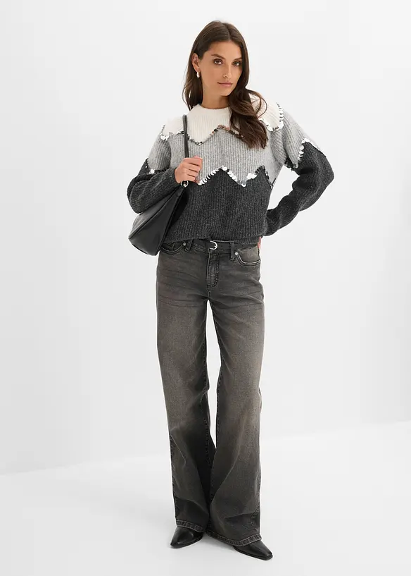 Maglione con applicazione di paillettes, bonprix