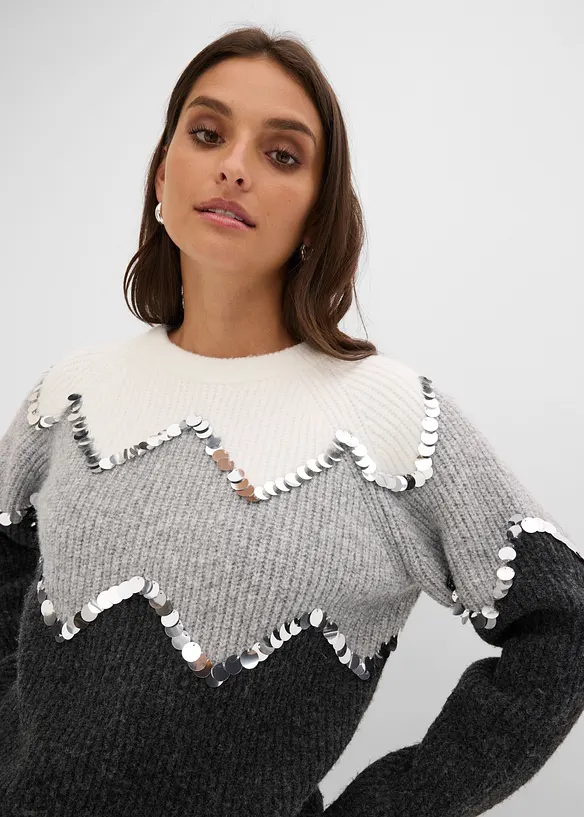 Maglione con applicazione di paillettes, bonprix