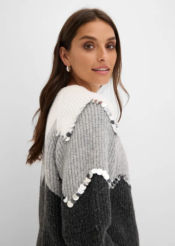 Maglione con applicazione di paillettes, bonprix