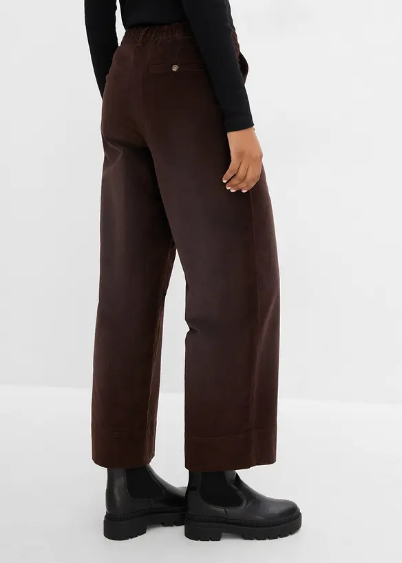 Pantaloni in velluto a coste di misto cotone, vita alta, bonprix
