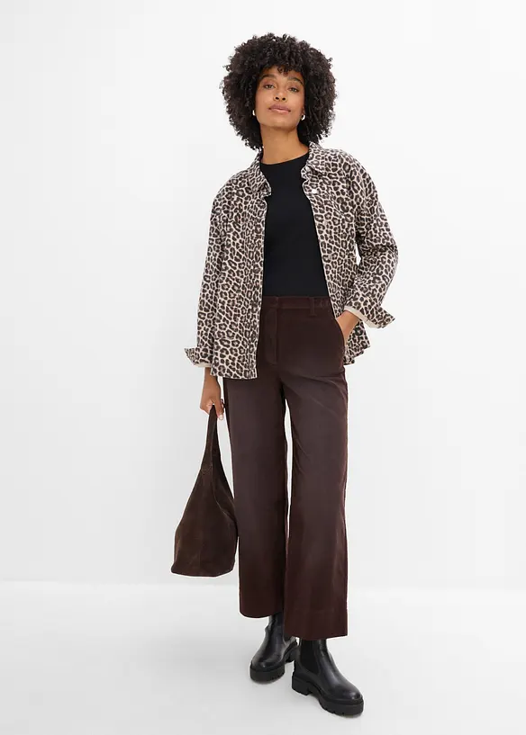 Pantaloni in velluto a coste di misto cotone, vita alta, bonprix