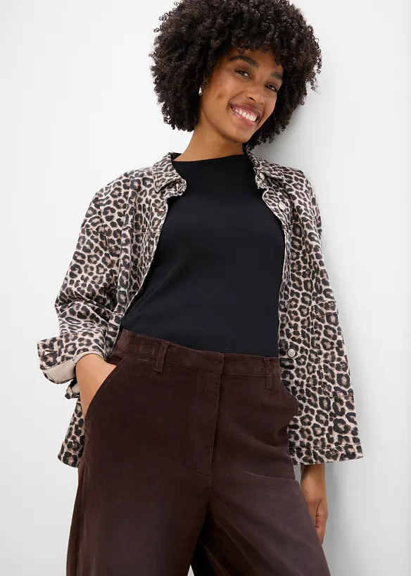 Pantaloni in velluto a coste di misto cotone, vita alta, bonprix