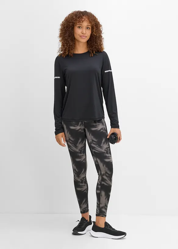 Maglia per sport ad asciugatura rapida con dettagli riflettenti (pacco da 2), bonprix