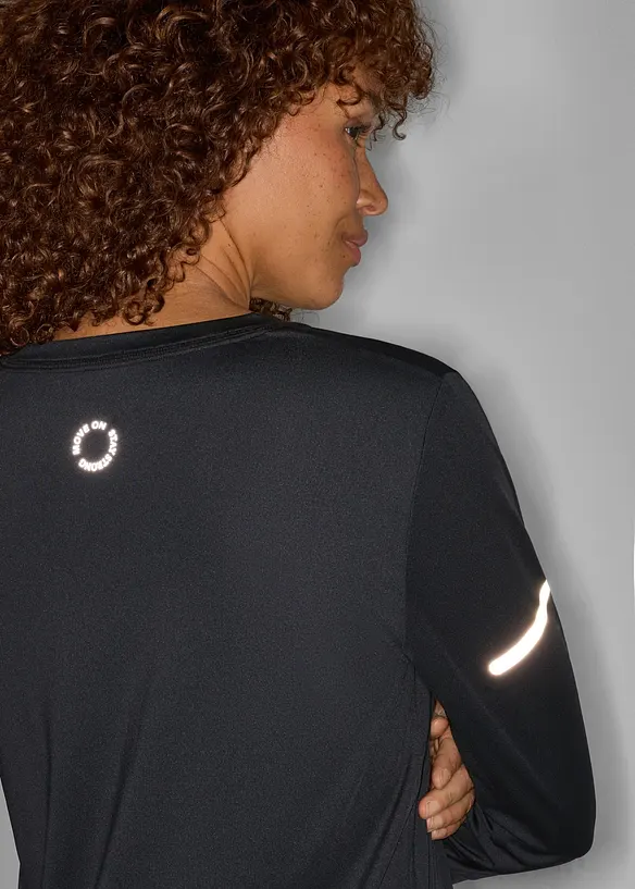 Maglia per sport ad asciugatura rapida con dettagli riflettenti (pacco da 2), bonprix